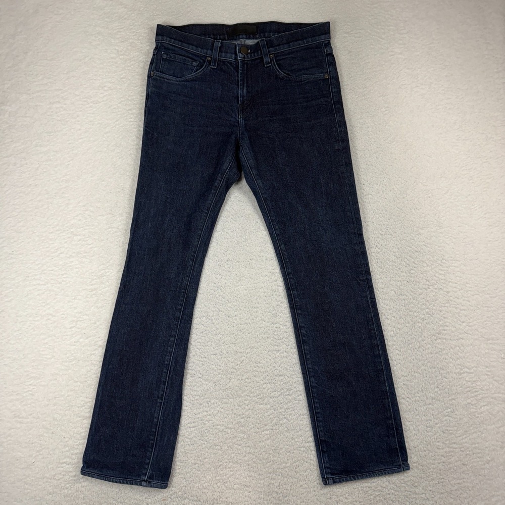 J Brand Men's 30x28 Straight Leg Kane Freeman Jeans Dark Wash Blue Stretch Denim